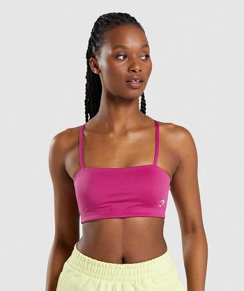 Dámské Sportovní Podprsenky Gymshark Bandeau Růžové | CZ 3328UZG